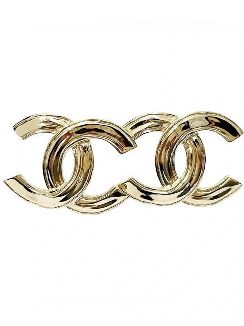 CHANEL Large CC Logo Stud Earrings Light Gold 1” •  Like New • Authentic